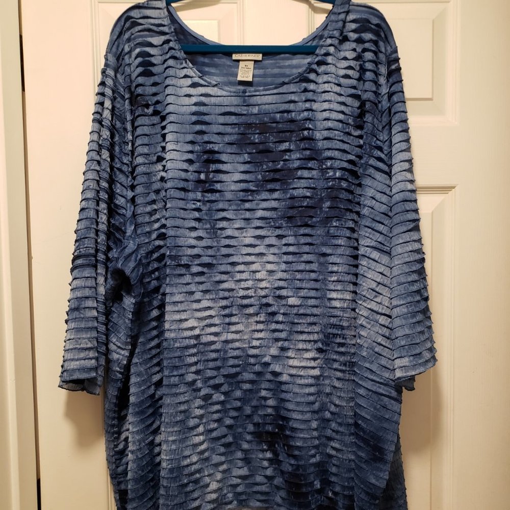 Ruffle Edged Blouse, Blue, NWT 5X
